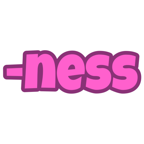 'ness-' in pink letters with a darker pink outline.